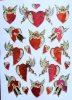 STE274 Hartjes/Cupido afm.stickervel 10 X 7,50 CM