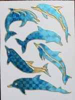 STE282 Dolfijn/Blauw afm.stickervel 10 X 7,50 CM