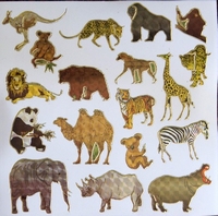 STG333 Wilde Dieren afm.Stickervel 15 X 15 CM