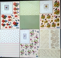 3 A4 Borduurknipvellen + 2 achtergrondvellen en 3 stickers