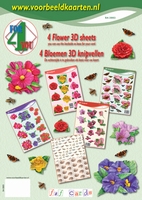 S43003 4ForYou boekje met 4 Bloemen 3D vellen + basiskarton